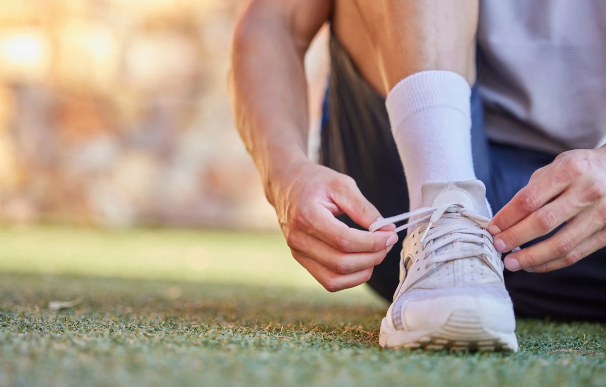 Athlete preparing before a performance